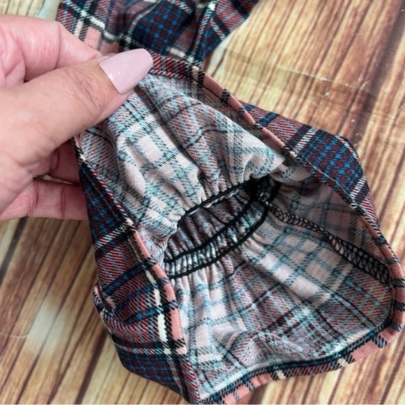 Urban Girl Women’s Plaid Smocked Off Shoulder Crop Top Boho Peplum Size Small - Picture 11 of 11